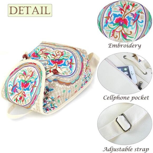 Vintage Embroidered Women Backpack main image 3